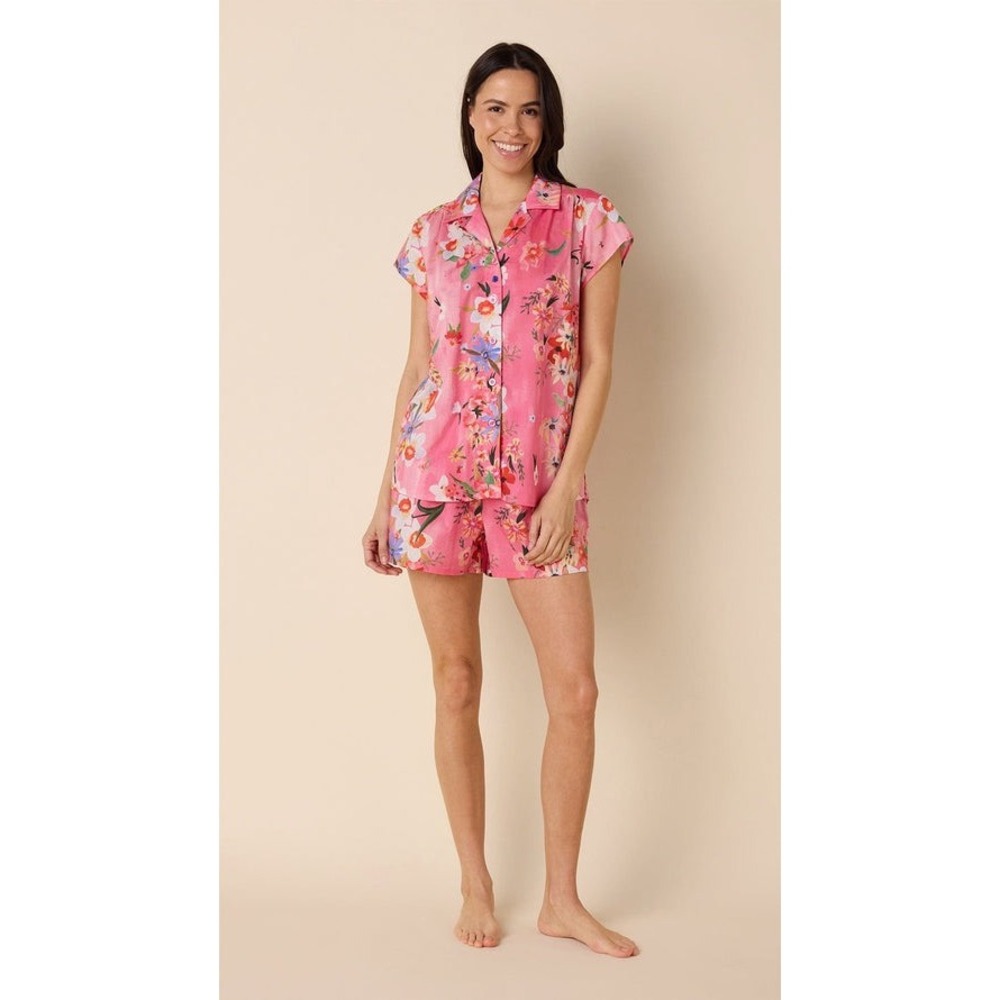 The Cat's Pajamas Spring Fling Voile Short Set Pink Floral Pajama Set Size L